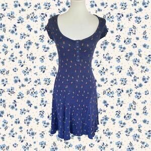 Urban outfitters Blue Floral Skater Dress Size Medium
